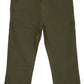 Baby Boys’ and Boys’ Slim Twill Chinos by Copenhagen Colors in olive green, with front pockets, belt loops, and button closure, made from organic cotton.