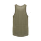 The Summer Ease Rose Top by Dorothee Schumacher is a sleeveless olive green linen blend tank, shown from the back on a white background and featuring refined ribbed trim.