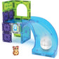 The Hamster Ball 13-Piece Set by Magnatiles is a vibrant construction toy that includes colorful magnetic tiles, a curved ramp, a small magnetic ball, and an adorable cartoon hamster figure—perfect for endless imaginative play.