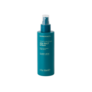 Barberino's Texturizing Sea Salt Spray, 150ml, comes in a teal bottle with a spray nozzle and white label—ideal for effortlessly creating textured hair and natural beach waves.