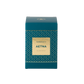 A teal and gold box labeled "Barberino's Aetna Perfume Cologne" showcases a geometric diamond pattern on the front, inspired by Sicily.