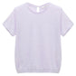The Dorothee Schumacher Natural Ease Shirt is a plain light purple heathered top with short sleeves, a round neckline, tonal knit trim, and a small back keyhole button closure.