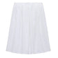 The Dorothee Schumacher Embroidered Beauty Skirt is a white knee-length slip with an elastic waistband and delicate crochet trim, shown against a white background.