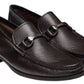 A pair of Gentry Soft Bit Loafers by Magnanni, featuring dark brown leather, metal buckles, and a cushioned sole, displayed on a white background.