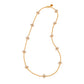 The Juliska Capucine De Wulf Berry Clover Double Sided Necklace features multiple white clover motifs evenly spaced along a double-sided station chain.