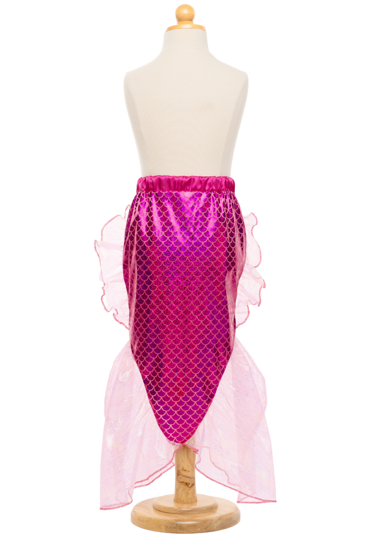 A mannequin wearing a Great Pretenders Mermaid Glimmer Skirt with holographic scales.