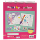 The Floss and Rock Fantasy Paint By Numbers features a spiral-bound book with sample pages, including unicorn, milkshake, and rainbow designs, plus illustrated paint palette and brush—making it the perfect creative art kit or paint by numbers set for kids.