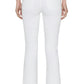 Person shown from the back wearing a black top, black belt, black heeled shoes, and Frame’s The Reboot Crop jeans in an ultra-stretchy cotton blend with a cropped inseam.