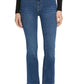 Person wearing a black long-sleeve top, The Reboot Crop high-waisted jeans by Frame with a black belt, and black pointed-toe heels.