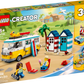 The Legos - Toyhouse LEGO® Creator Beach Camper Van set features build options including a camper van and two summerhouses, recommended for ages 8+, with 556 pieces.