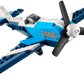 The Legos - Toyhouse LEGO® Creator 3-in-1 Creator Aircraft: Race Plane features a blue and white design with a black propeller and green wingtip detail, pictured on a plain background.