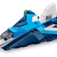The Legos - Toyhouse LEGO® Creator 3-in-1 Creator Aircraft: Race Plane is a small jet model in blue, white, and gray, with a clear cockpit and colored lights on its rear tips, built from interlocking plastic bricks.