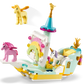 The LEGO® Creator™ 3-in-1 Unicorn Castle by Legos - Toyhouse features a colorful ship with a rainbow sail, gold crown, and pink, white, and yellow unicorns—ideal for fans and shown on a white background.