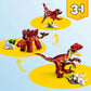 Three red dinosaur models—a pterosaur, stegosaurus, and T-rex—are shown on yellow circles with a "3 in 1" label, highlighting the LEGO® Creator 3-in-1 Fierce Dinosaur by Legos - Toyhouse building set.