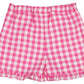 Large Kidiwi Nolana Shorts with ruffled hem in Fuchsia Gingham Pink and white checkered design.