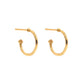 The Juliska Capucine De Wulf Mermaid Garden Hoop Earrings feature small golden hoops with a textured finish and post backs, each adorned with a delicate flower charm for subtle elegance.