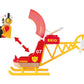 A Brio World Firefighter Helicopter with the number "07" on it, featuring a detachable pilot figure wearing a helmet and red and yellow outfit.