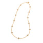 The Juliska Capucine De Wulf Berry Clover Double Sided Necklace showcases multiple white clover motifs evenly spaced along a double-sided station chain.