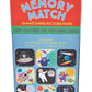 Image of a rectangular box labeled "Floss & Rock Memory Match, Space" containing 36 cards/18 matching pairs. The box features an outer space theme with astronauts, planets, and spaceships. Designed to boost cognitive skills, it's made by Floss and Rock.