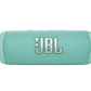 The JBL Flip 6 Waterproof Bluetooth Speaker in teal features a textured design with a silver JBL logo, delivering powerful sound for any adventure.