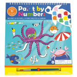 The Paint By Numbers – Ocean kit by Floss and Rock features illustrated sea creatures like an octopus, fish, and crab on the cover, with paint palettes displayed at the top right—a perfect art kit for kids to enjoy hours of creative fun.