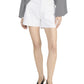 A person in a black-and-white striped long-sleeve shirt, Frame's The Everyday Short (pure cotton, high-rise, 4" inseam), and black shoes stands against a white background.