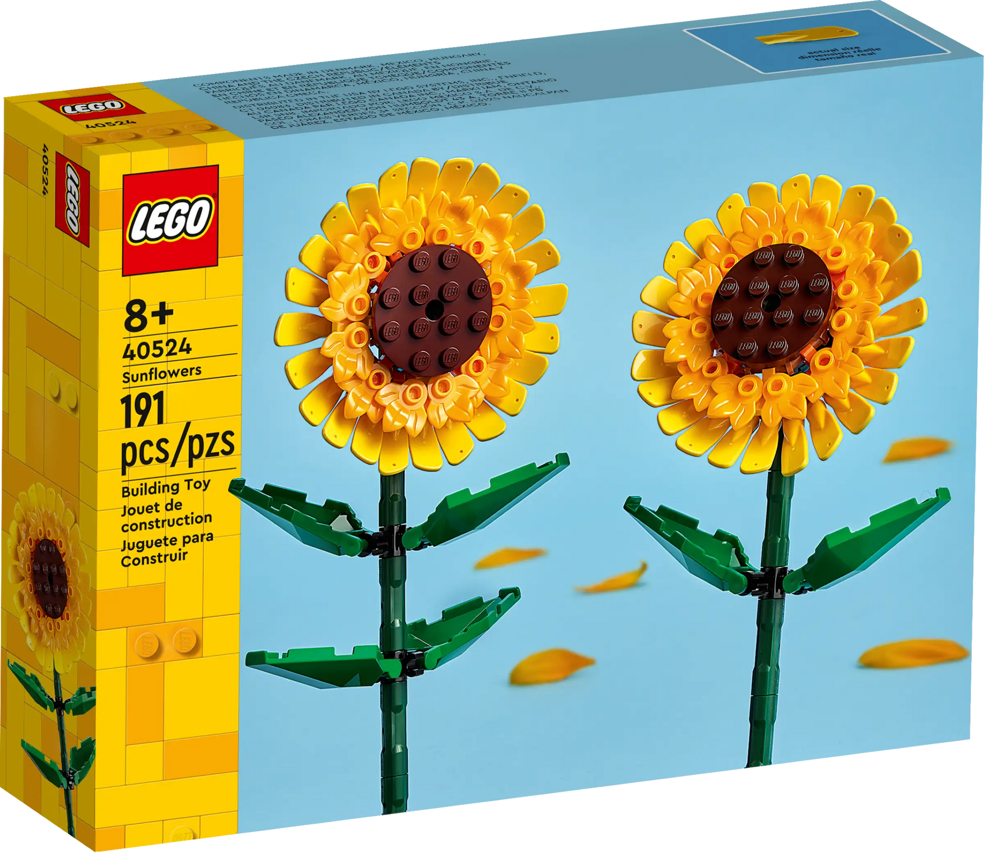 Discover the LEGO® Sunflowers set by Legos - Toyhouse, featuring 191 pieces. Ideal for ages 8+, this creative building kit lets you construct two beautiful sunflower models.