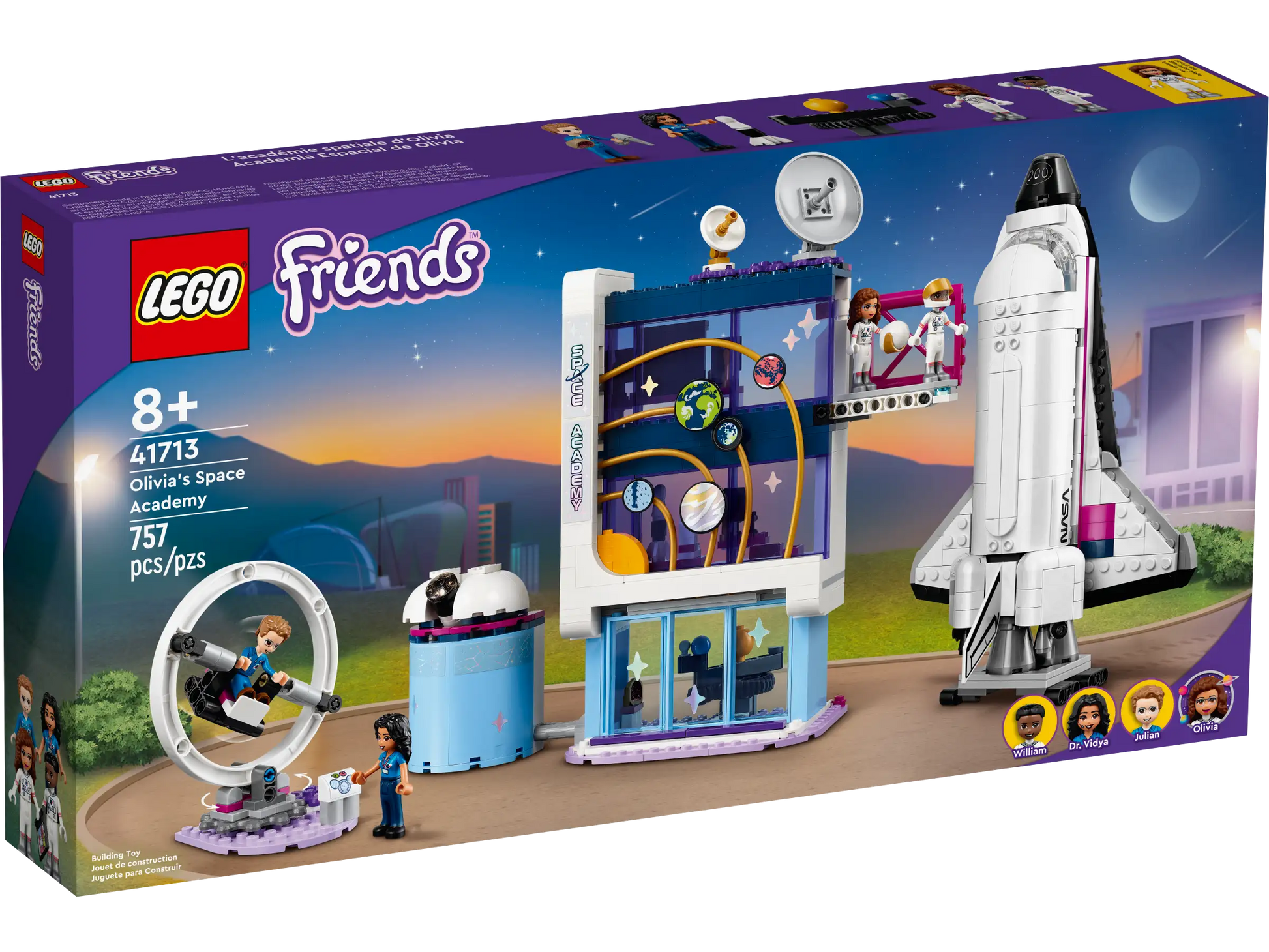 The Legos - Toyhouse LEGO® Friends Olivia's Space Academy set features a space shuttle, interactive control center, and astronaut minifigures. With 757 pieces, it's ideal for aspiring astronauts aged 8 and up to explore space wonders.