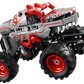 The LEGO® Technic™ Monster Jam™ ThunderROARus™ Pull-Back from Legos - Toyhouse features a dinosaur-themed monster truck with large black wheels, red rims, and a silver-and-red body—perfect for thrilling pull-back races.