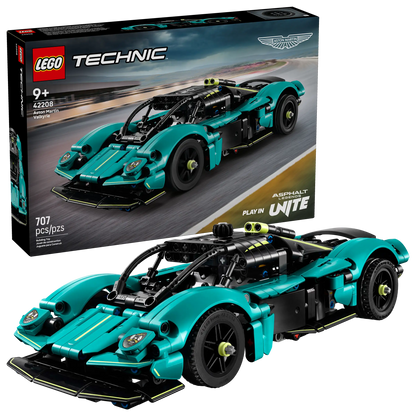 The LEGO® Technic™ Aston Martin Valkyrie by Legos - Toyhouse includes 707 pieces and a detailed V12 engine, ideal for ages 9+. Set comes with the built model and original box.