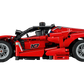 The LEGO® Technic™ Ferrari FXX K by Legos - Toyhouse features a red race car with black and gray details and number 10 on the side—ideal as a toy for kids or a collector's model car kit.