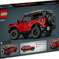 The Legos - Toyhouse LEGO® Technic™ Ford Bronco® SUV set box showcases the assembled SUV in red and black with detailed images—a great STEM toy for vehicle fans.