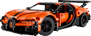 The LEGO® Technic™ Bugatti Chiron Pur Sport Hypercar by Legos - Toyhouse features detailed design, black accents, and visible gears—an ideal racing toy inspired by high-performance vehicles. Perfect for LEGO Technic Bugatti Chiron fans.