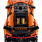 A top-down view of the LEGO® Technic™ Bugatti Chiron Pur Sport Hypercar set by Legos - Toyhouse, featuring detailed engine parts and "BUGATTI" on the rear spoiler—ideal for car racing toy fans.
