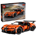 The LEGO® Technic™ Bugatti Chiron Pur Sport Hypercar by Legos - Toyhouse, for ages 9+, is shown fully assembled before its box. This detailed racing set includes 771 pieces for an exciting and rewarding build.