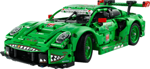 The LEGO® Technic™ Porsche 911 GT3 R REXY AO Racing Car by Legos - Toyhouse features racing stickers, detailed headlights, a rear wing, and a shark mouth dinosaur design—an ideal engineering toy for creative kids who love race cars.
