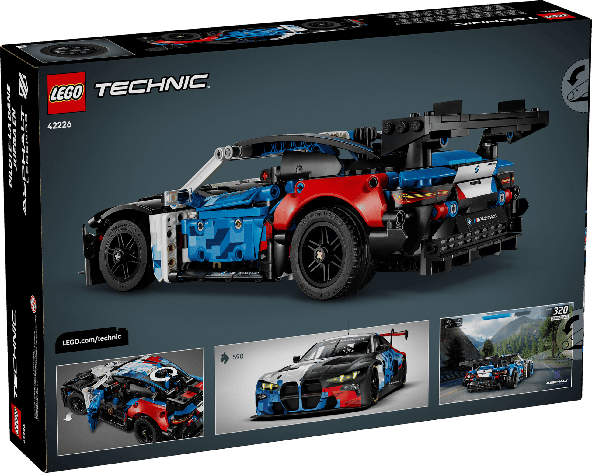 The LEGO® Technic™ BMW M4 GT3 EVO Race Car box by Legos - Toyhouse displays the detailed model, real racing scenes, and emphasizes its premium STEM building features on the packaging.