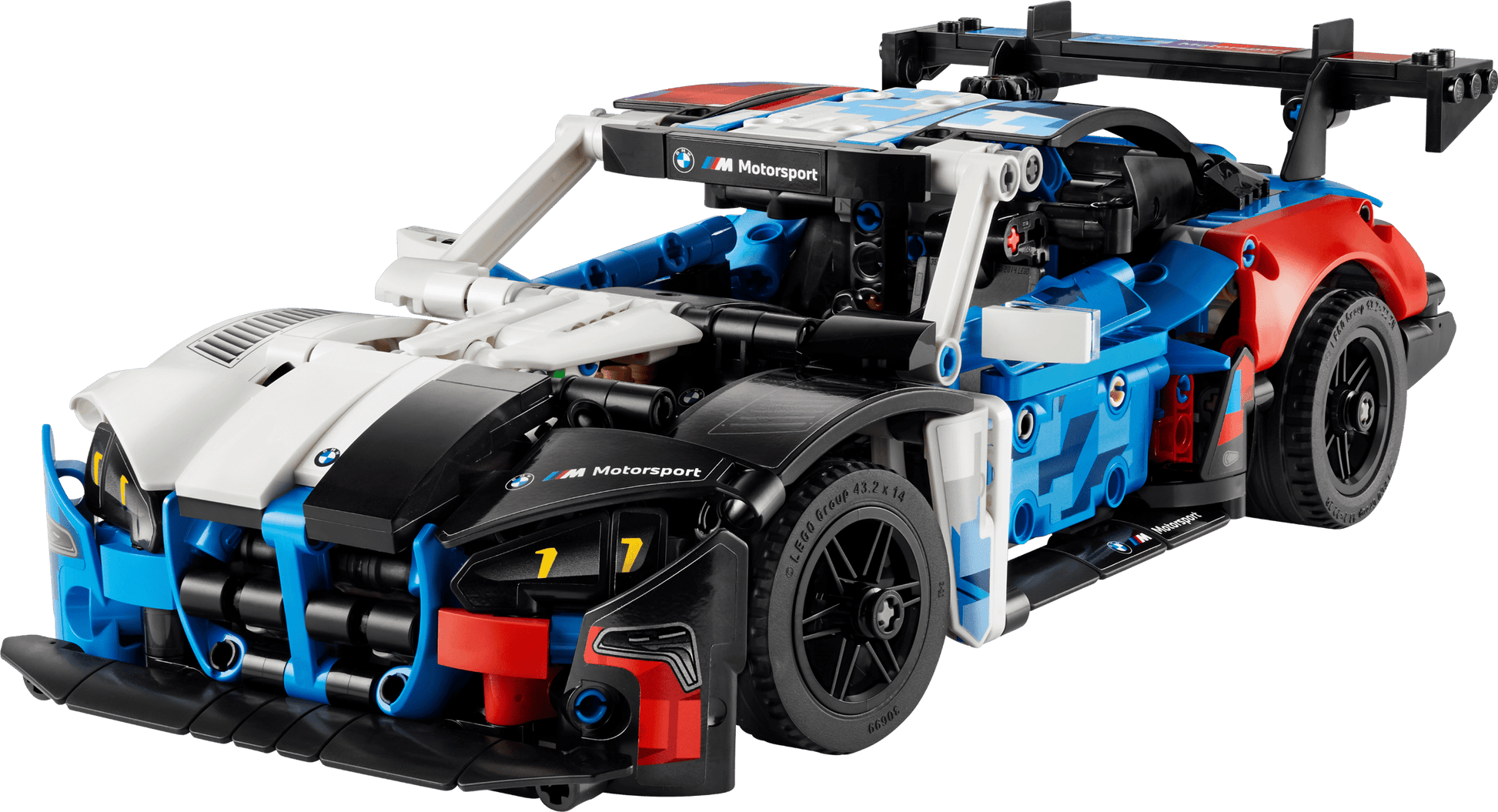 The LEGO® Technic™ BMW M4 GT3 EVO Race Car by Legos - Toyhouse features detailed bodywork, spoilers, and BMW Motorsport branding—making it a perfect STEM building toy for car lovers.