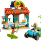 The LEGO® Friends Beach Smoothie Stand by Legos - Toyhouse includes a lively juice bar with play food accessories, two figures, a delightful small blue car, and an adorable turtle. Build your own Beach Smoothie Stand and ignite creative seaside adventures!