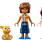 Two LEGO animal figures (white and tan) and two mini-figures stand in a row, inspired by the LEGO® Friends Heartlake City Bunny Hotel from Legos - Toyhouse, an adorable playset for kids—shown on a white background.