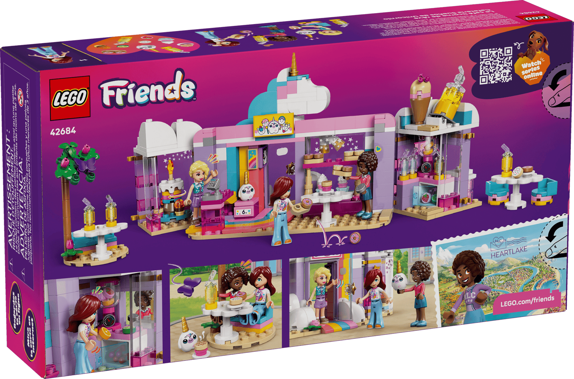 The Legos - Toyhouse LEGO® Friends Unicorn Dream Café set box features a vibrant café scene with mini-figures, tables, and fun accessories—perfect for fans of imaginative play or those who love LEGO® Friends sets.