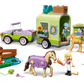 Perfect for horse lovers, the Legos - Toyhouse LEGO® Friends Horse & Baby Foal Trailer playset includes a green and purple trailer with car, two horses, two people, a dog, a turtle, and lots of fun accessories and play areas.