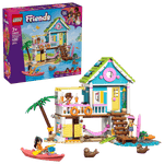 The Legos - Toyhouse LEGO® Friends Beach House with Seals set features a two-story beach house, kayak, animal figures, and 400 pieces; perfect for ages 7+, with packaging depicting a lively seaside scene.