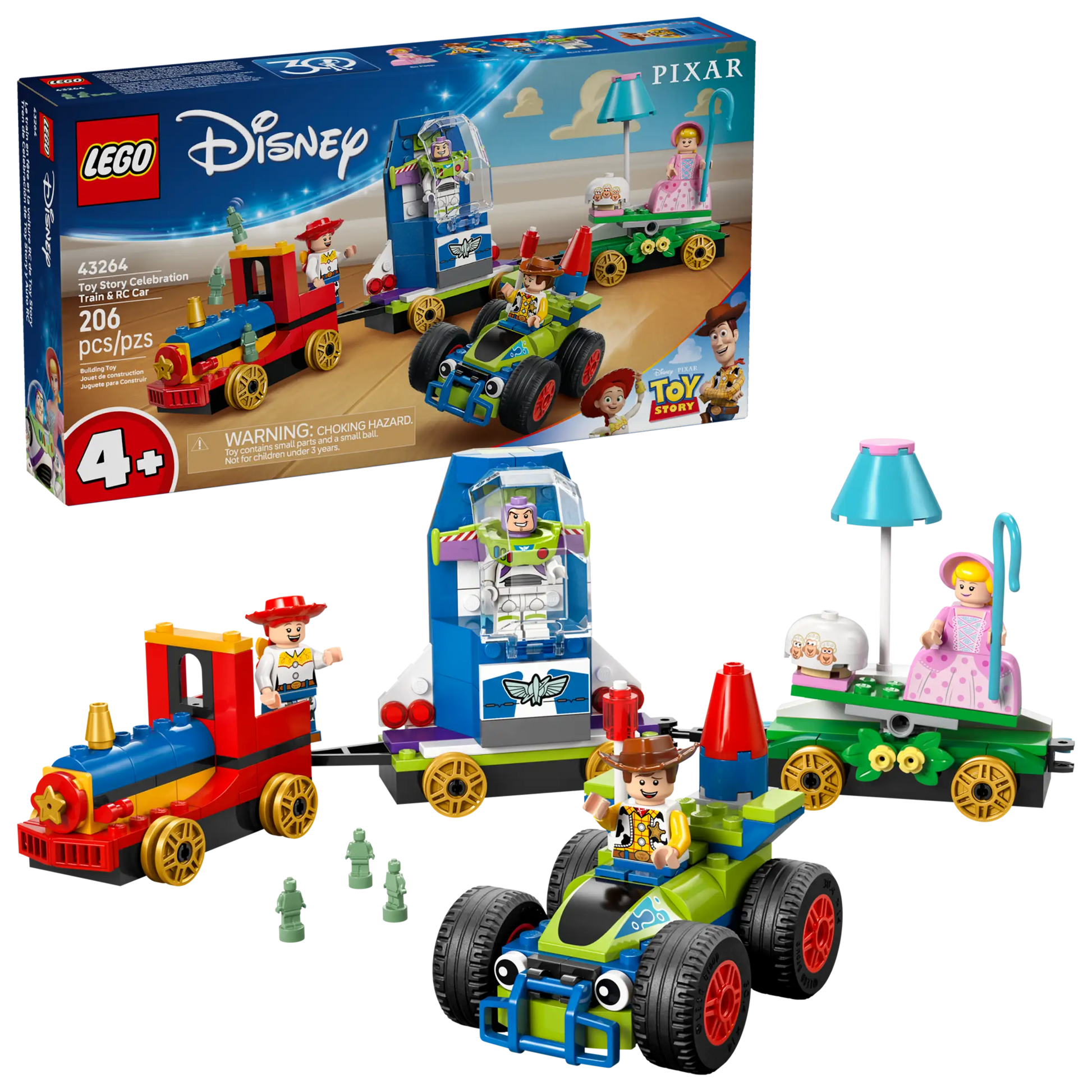 Join the fun with the LEGO® Disney™ Toy Story Celebration Train & RC Car by Legos - Toyhouse! Build a parade train, float, and race car and play with Woody, Buzz Lightyear, Bo Peep mini-figures plus accessories from Disney Pixar.