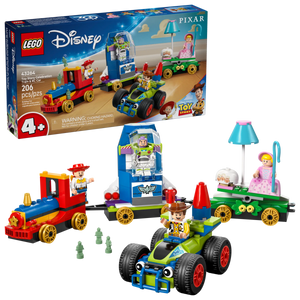 Join the fun with the LEGO® Disney™ Toy Story Celebration Train & RC Car by Legos - Toyhouse! Build a parade train, float, and race car and play with Woody, Buzz Lightyear, Bo Peep mini-figures plus accessories from Disney Pixar.