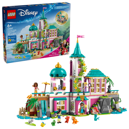LEGO® Disney™ Princess Castle & Royal Pets playset by Legos - Toyhouse features figures, animals, and accessories on display; LEGO 43267 product box appears in the background.