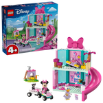 The LEGO® Disney™ Minnie's Pet Hotel by Legos - Toyhouse includes Minnie Mouse and Daisy Duck in a two-story pink house with a slide, small vehicle, and fun accessories—ideal for Mickey Mouse Clubhouse fans. Box shown in background.
