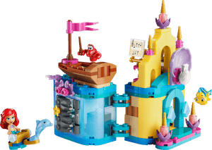 Legos - Toyhouse presents LEGO® Disney™ Ariel's Magical Mini Palace, featuring Ariel, a dolphin, Flounder, Sebastian on a boat, and an underwater castle with colorful blocks and decorative elements.