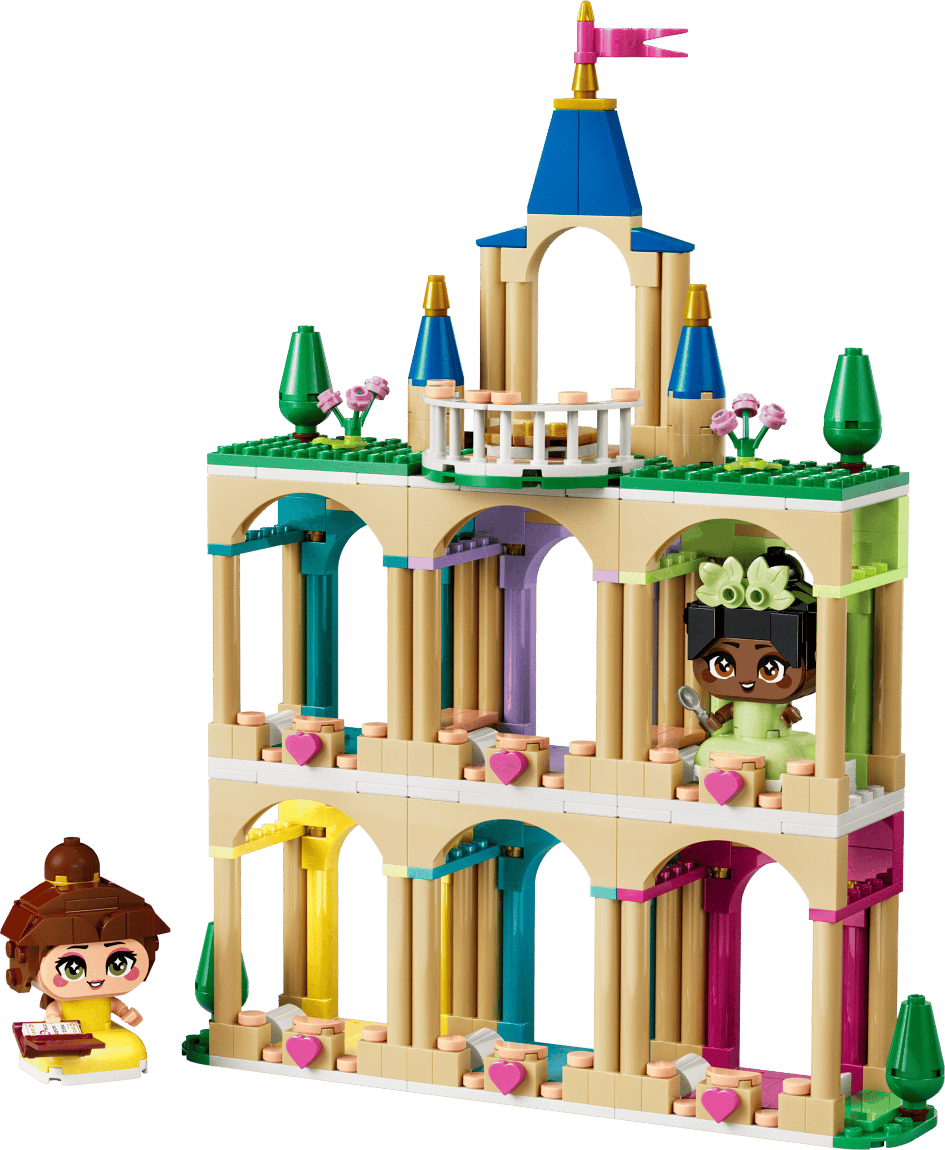 The Legos - Toyhouse LEGO® Disney™ Mini Belle & Tiana with Castle is a colorful three-floor playset with arched windows and two mini figures—one inside and one outside—for endless imaginative storytelling.