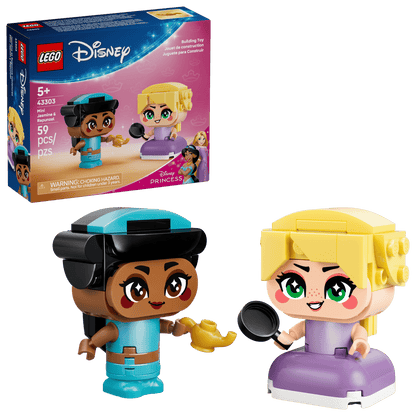 LEGO® Disney™ Mini Jasmine & Rapunzel by Legos - Toyhouse features toy figures and accessories in a 59-piece building set, ideal for ages 5+. Comes complete with packaging.